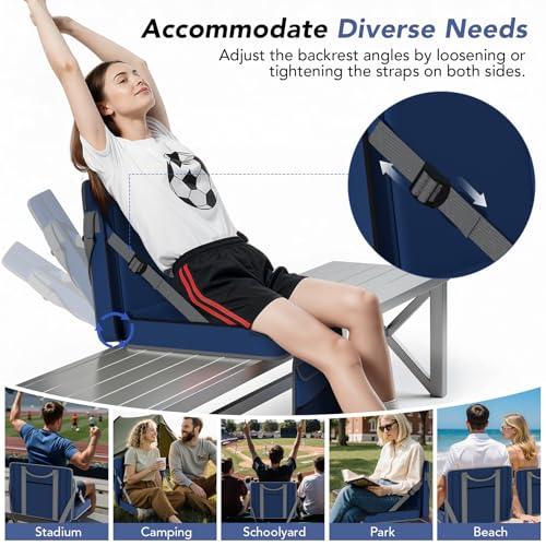 Adjustable Stadium Seats with Back Support - 2-Pack Navy