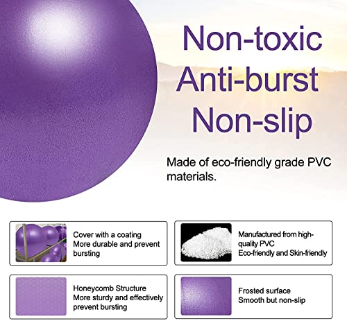 9-Inch Mini Stability Ball - Anti-Burst, Non-Slip, Purple