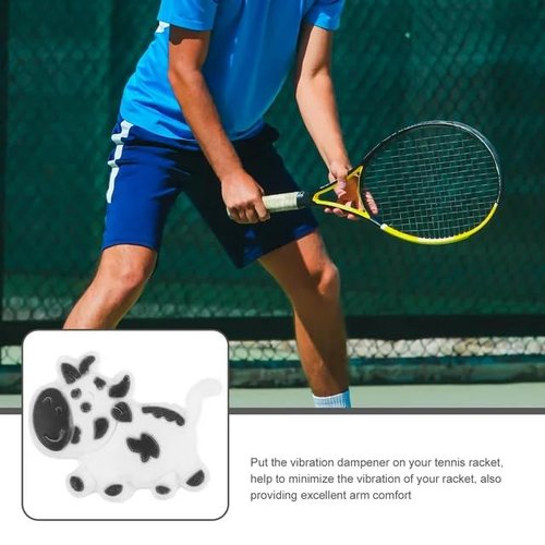 Jinshining White Cow Cute Animal Shapes Tennis Racket Vibration Dampener Soft Silicon Racket Dampener Cartoon Shape Tennis Racquet Shock Absorbers Tennis Racket for Racquetball
