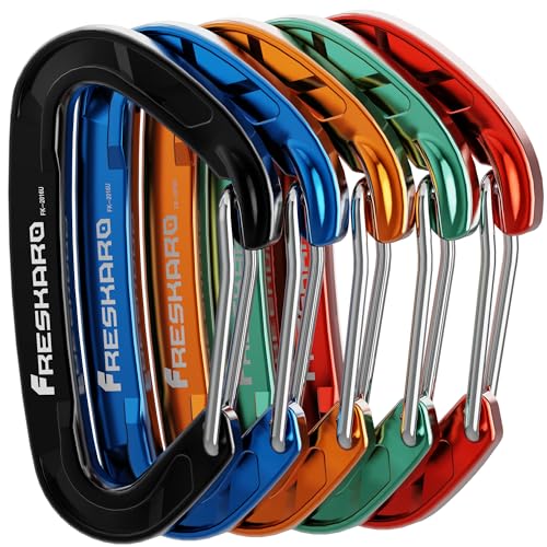 Heavy Duty Wiregate Carabiners - 15kN, 5-Pack Rainbow Colors