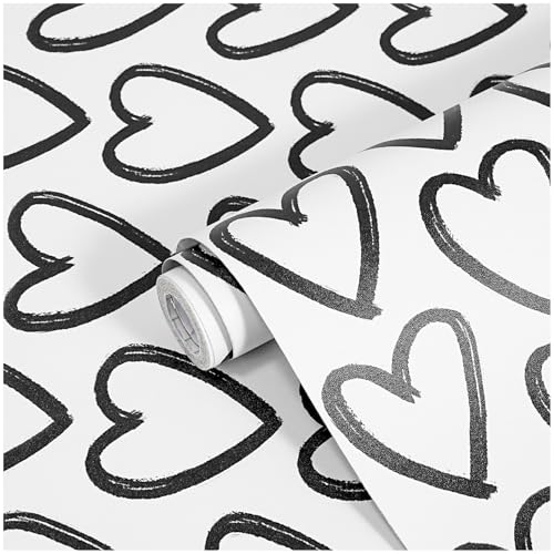 Peel and Stick Wallpaper Modern Contact Paper 17.3''¡¿78.8'' Self Adhesive Wallpaper Black and White Removable Wall Paper Decorative for Bedroom Bathroom Cabinets Kids Room Wallpapers Decor Vinyl Roll