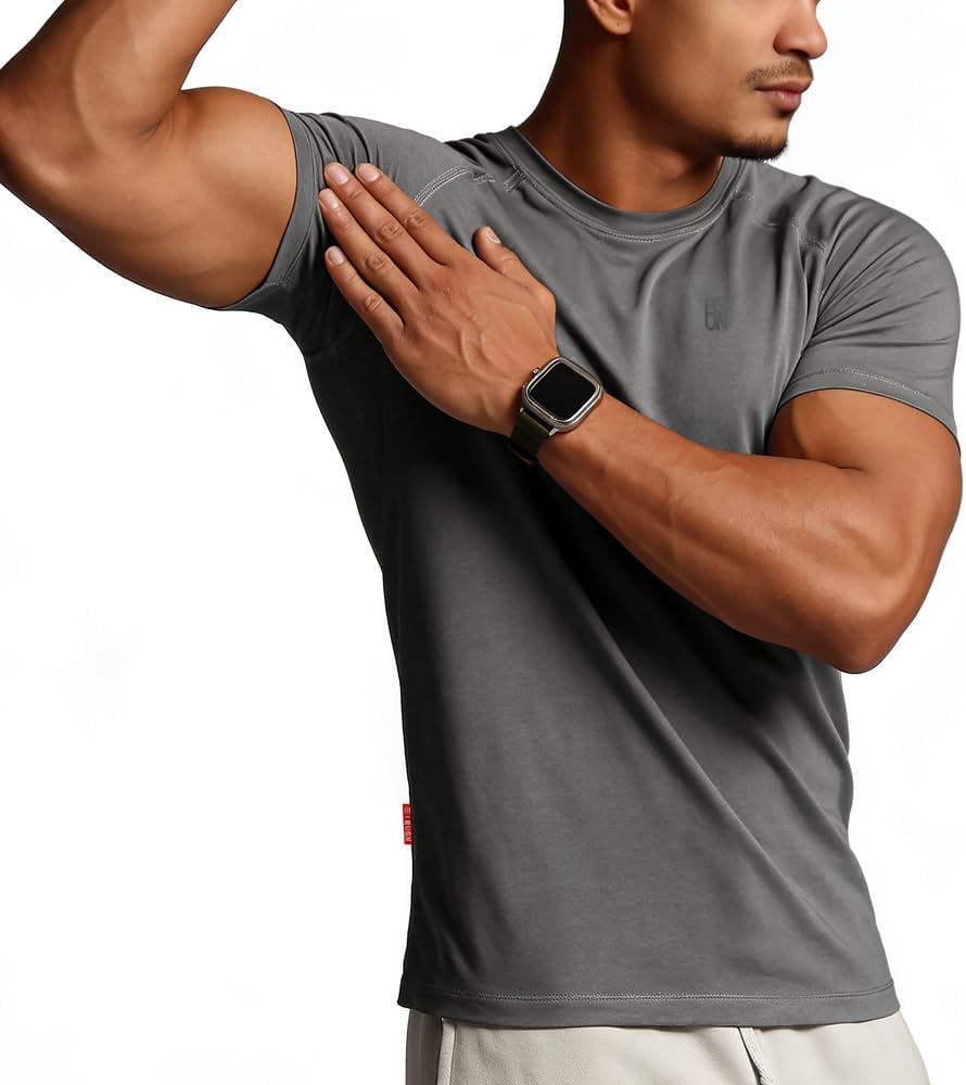 Skiennix Men's Athletic T-Shirts - Breathable Wicking Fabric - Casual Short Sleeve Crew Neck - Perfect Fit