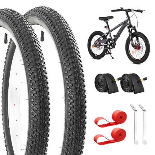 QiYueZaiYe 2-Pack 20x1.95 / 20x2.125 Foldable MTB Bike Tires Kit - Includes Tubes, Rim Strips & Levers (20x1.95-NEW)