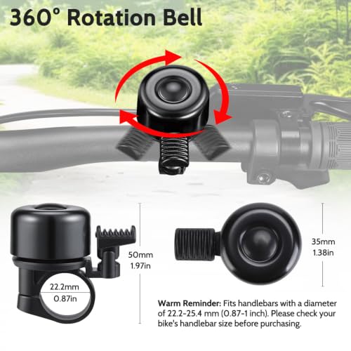 Bike Bell - Colorful Bicycle Bell for Adults & Kids - Black