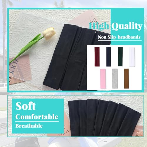 7-Piece Non-Slip Elastic Cotton Headband Set - Dark Blue, Brown, Gray, Wine, Pink, White, Green