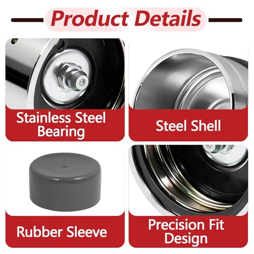Trailer Wheel Bearing Protectors - 4 Sets, 1.98 Inch Stainless Steel