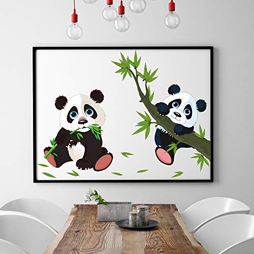 Amaonm Removable Cartoon Panda on The Tree Branch Kids Room Wall Stickers 3D Peel Stick DIY Nursery Art Decor Wall Decals Baby Sticker Girls Decal Bathroom Bedroom Living Room Decoration Decal