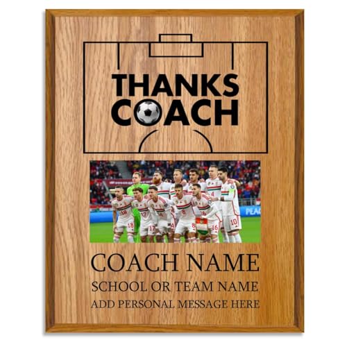 Personalized Coach Plaque - Custom Award with Team Photo - Soccer, 9" x 12"