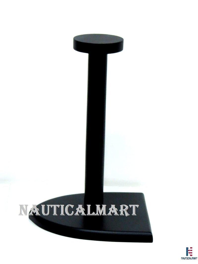 NauticalMart Helmet Stand Wooden Black Display Stand - Medieval Armor Helmet