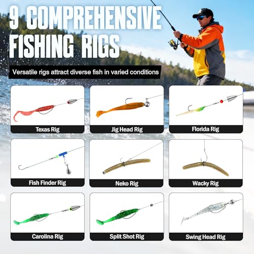 TOPFORT 187pcs Fishing Accessories Kit with Tackle Box - Organized Fishing Gear & Hooks