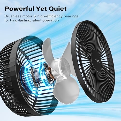 Magnetic Rechargeable Golf Cart Fan - 7.5-Inch, 10000mAh, Black