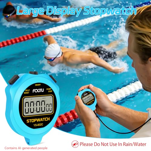 Digital Simple Stopwatch Timer - Silent, Clear Display, Blue