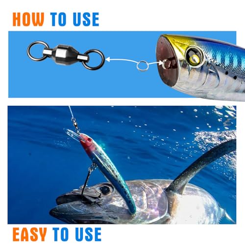 20PCS Stainless Steel Fishing Swivels - 5-230lb Strength