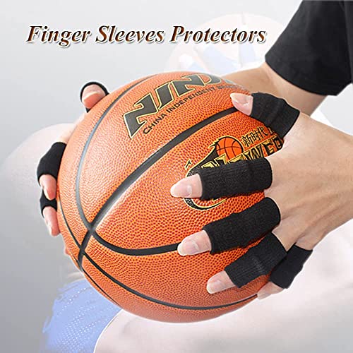 Finger Sleeve Protectors - 10Pcs Black Set for Sports & Arthritis Relief