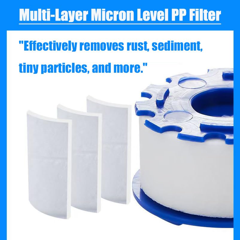 7Pcs Sink Water Filter Faucet with Cartridges, Universal 360 ° Rotating Kitchen Faucet Water Filter Removes Fluoride Heavy Metals Hard Water Compatible with Most Bathroom/Kitchen/Laundry Sink Faucets