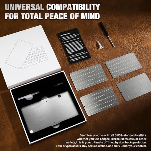Metal Seed Phrase Plate for Crypto Recovery - 24-Word Capacity, Fire & Waterproof
