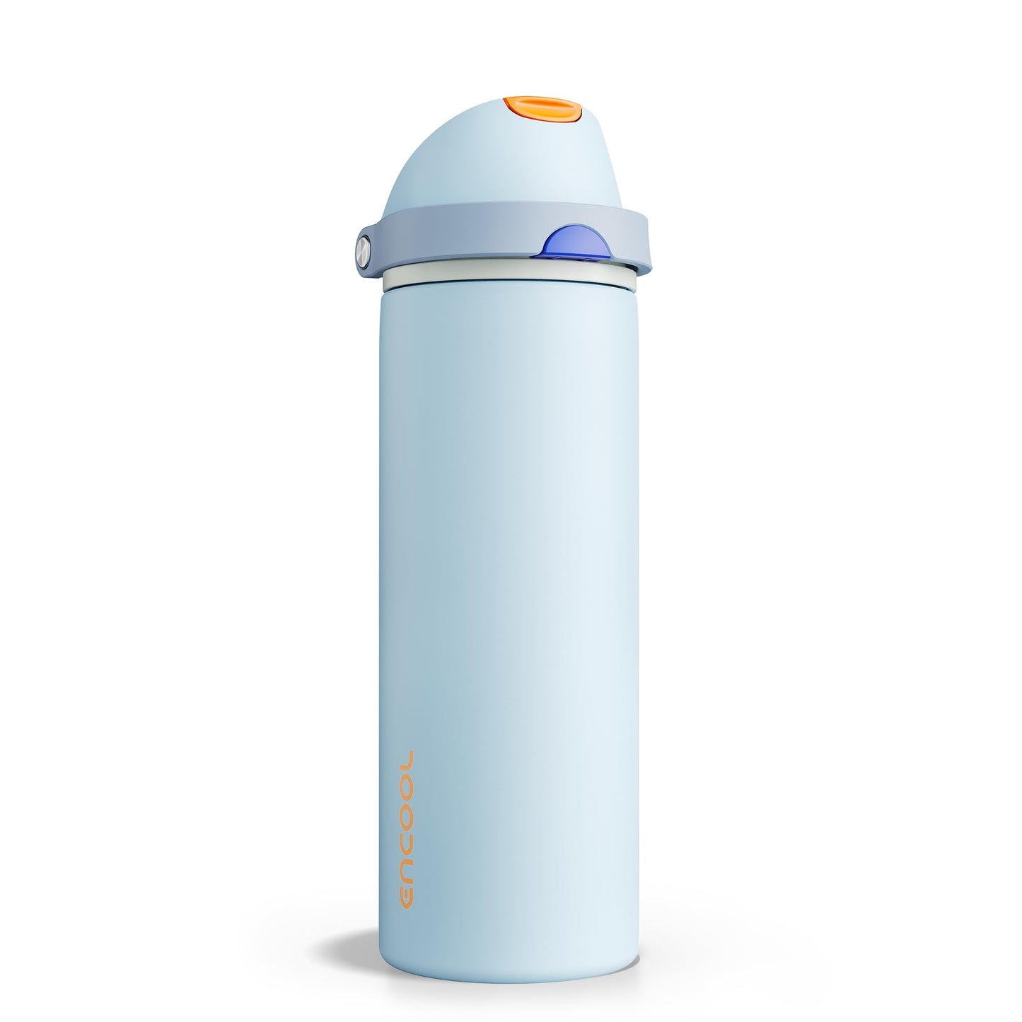 ENCOOL Insulated Water Bottle with Straw Stainless Steel Water Bottle with Push Button Lid, Leak-Proof & BPA-Free, Keeps Cold for 24 Hours for Sports, Travel, Gym (24 oz, Hazy Blue-Blue)