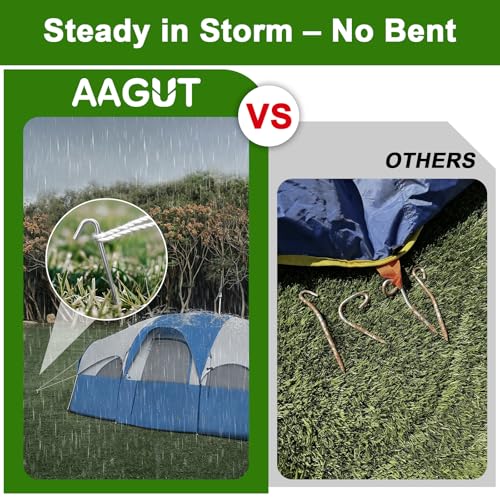 AAGUT 9-Inch Heavy Duty Galvanized Tent Stakes (8 Pcs) 5mm Hex Hook