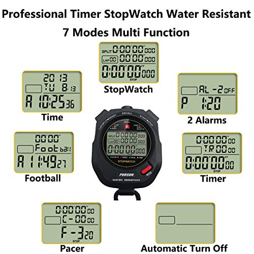 Professional Sport Stopwatch Timer - 100 Lap - Black