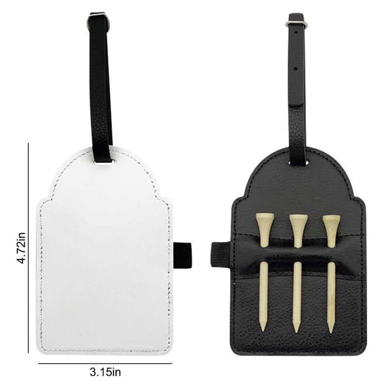 BAOZOON 6 Pcs Sublimation Blank Golf Tee Holders with 18 Golf Tees, Potable PU Leather Golf Ball Tag Storage Bag DIY Heat Transfer Golf Tee Pouch with Belt Clip