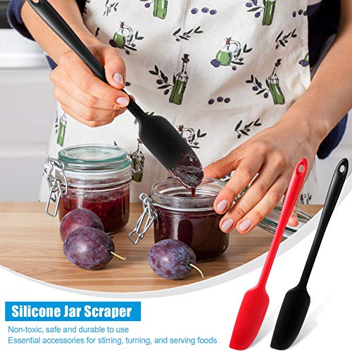 Silicone Jar Spatula Scraper - 11-inch Heat Resistant - Red & Black Set