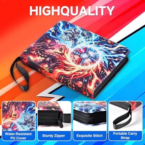 Blue 400-Pocket Card Binder Album with Removable Sleeves, Portable Zipper Organizer for Trading Cards