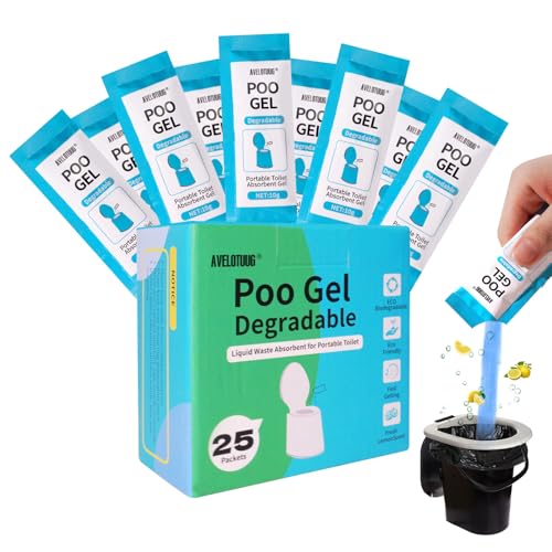 Portable Toilet Absorbent Gel Powder, 25 Pack Poo for Camping Solid