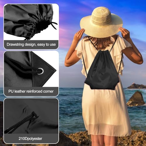 2 Pack Drawstring Backpack Bags - Black Cinch Sack for Gym & Travel
