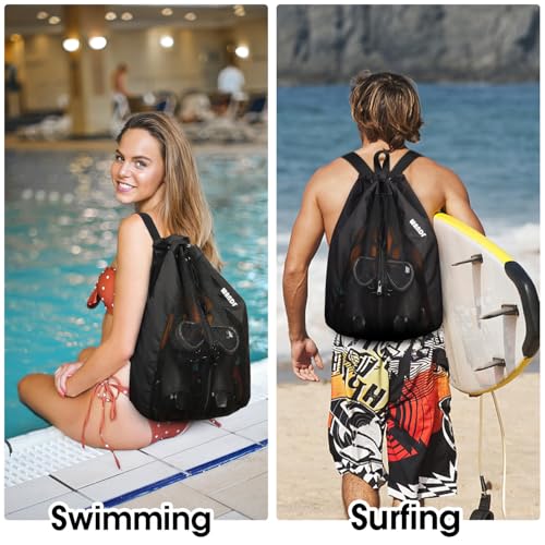 WANDF Swim Bag for Swimmers, Mesh Beach Backpack