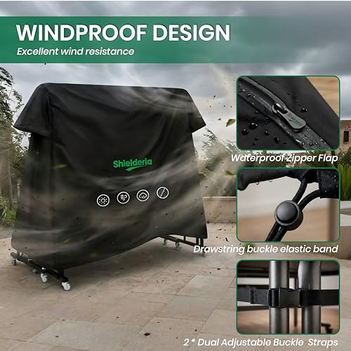 Shielderia Waterproof Ping Pong Table Cover 9x5 FT Heavy Duty Oxford UV Resistant