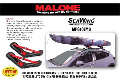 Universal Kayak Carrier Roof Rack with Bow & Stern Tie-Downs