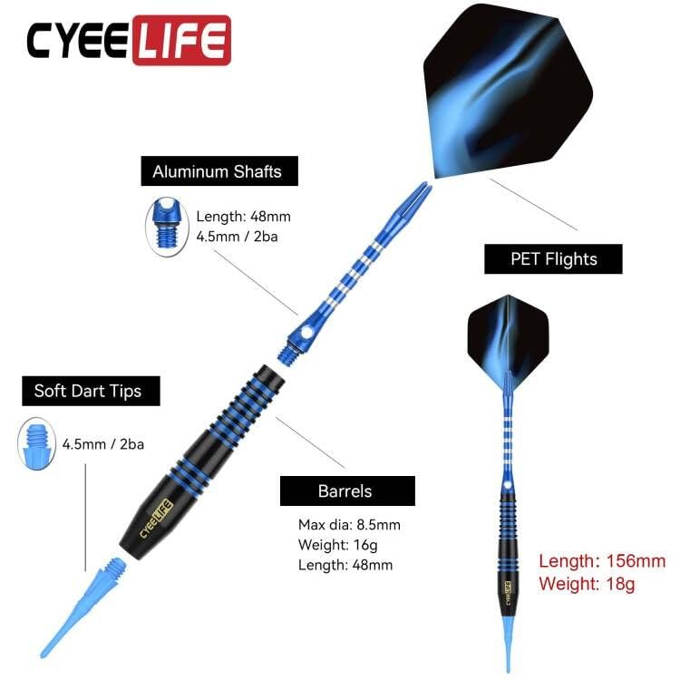 CyeeLife Soft Tip Darts Set 12 Pcs with Aluminum Shafts & Tips for Electronic Dartboards