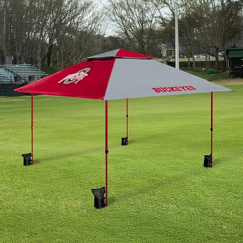 Ohio State Buckeyes 12x12 Pop-Up Canopy Tent - Easy Setup, Vented Roof, Includes Sandbags & Stakes