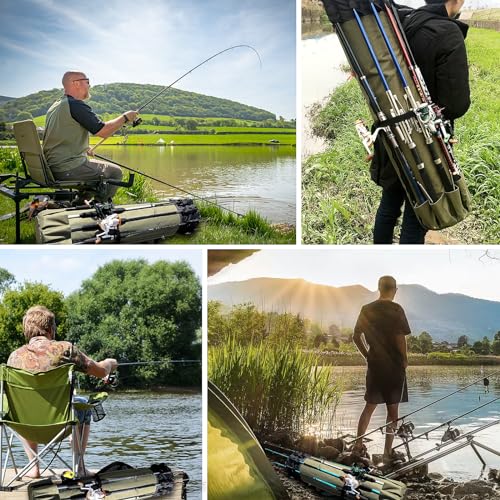ReeMoo Fishing Rod Bag Holds 5 Poles Portable Foldable Reel Case