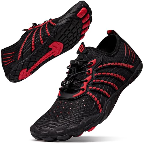 Flexwin Water Shoes for Women & Men - Barefoot Quick Dry Pool Shoes, 8 Wide Women / 6 Wide Men, Black