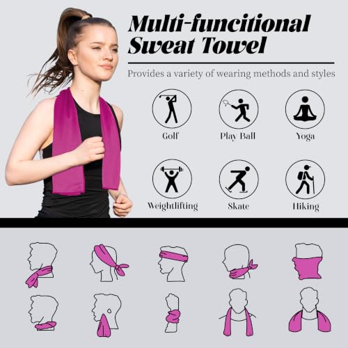 Cooling Towels 4 Pack - Soft Breathable Microfiber for Neck & Face - Blue, Green, Pink, Black
