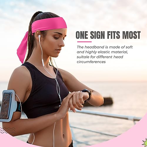 Hiboom Rose Red 18-Pack Sports Tie Headbands for Men & Women