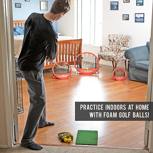 Chipster Pop-Up Golf Chipping Practice Net - Red - Indoor & Outdoor Training Aid