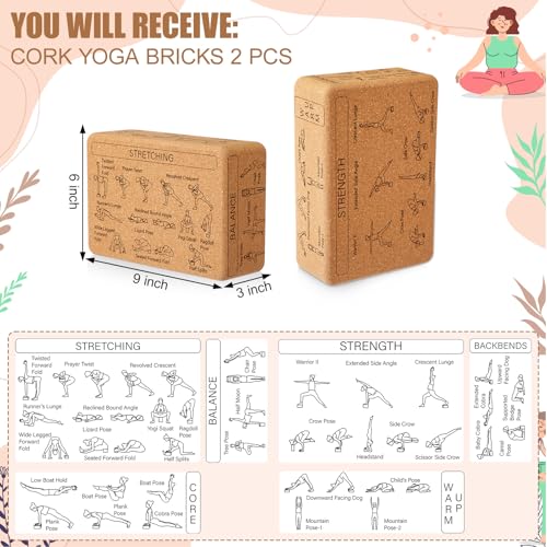 Halloscume Cork Yoga Blocks 2-Pack - Supportive Beige Yoga Props for Alignment