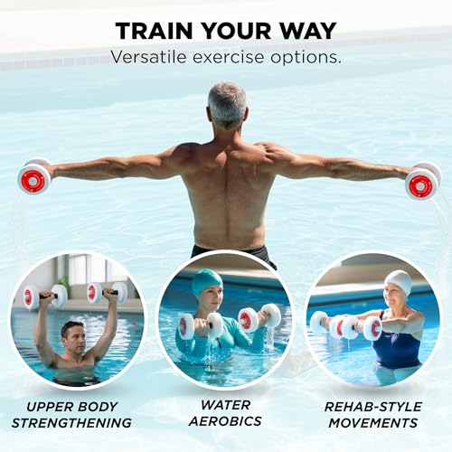 Water Dumbbells for Aquatic Fitness - Light Resistance Red