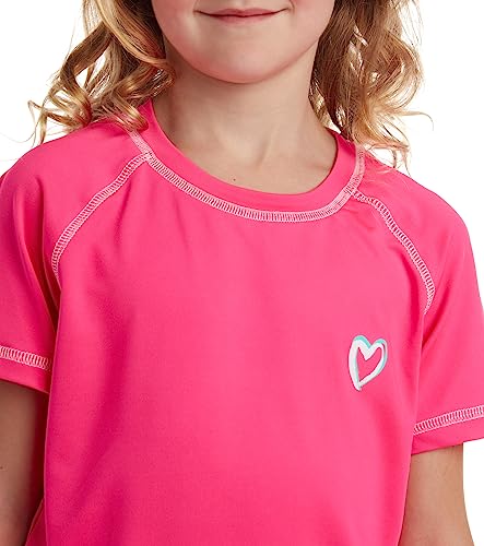 Girls Rash Guard Swim Shirt - UPF 50+ Quick Dry, Size 14-16 Knockout Pink