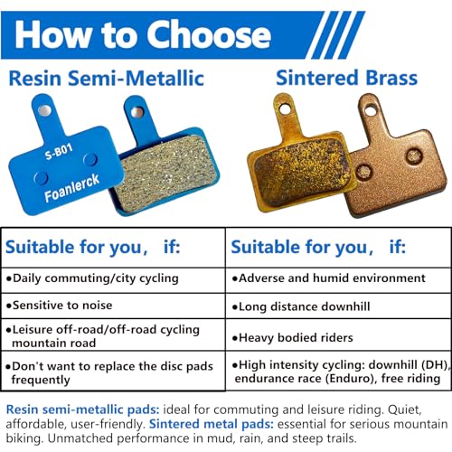 High Performance Bicycle Brake Pads - 2 Pair, Resin & Semi-Metallic