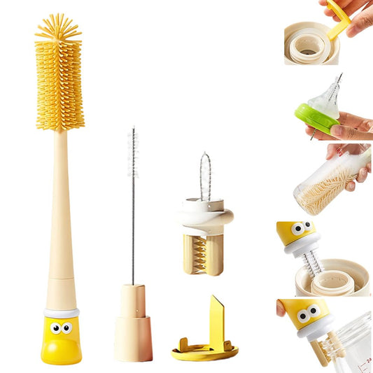 5 in 1 Bottle Cleaning Brush Set,Multifunctional Water Bottle Brush and Straw Cleaner Brush,Cleaning Tool Kit for Cleaning Bottles Set,Kitchen Gadgets (Yellow)