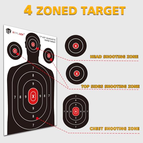 25 Pack Silhouette Shooting Targets - 17x25 Inch for Handguns & Rifles