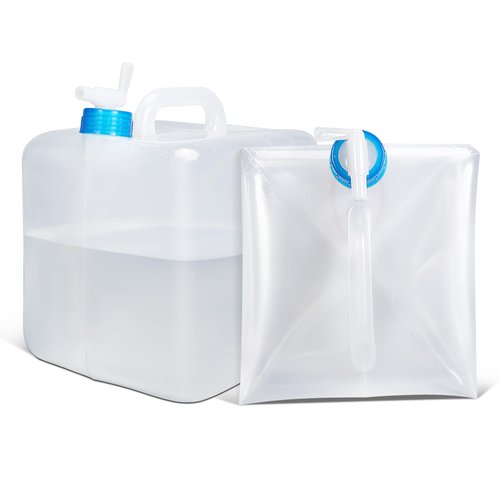 ASEVAT [2 Pack] 5.3 Gallon /20L Collapsible Water Container with Spigot & Handle, BPA Free Foldable Water Storage Cube, Portable Water Jug for Camping, Hiking, Emergency & Survival Kits