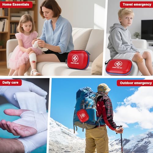 185-Piece Waterproof First Aid Kit - Portable Emergency Supplies - Red/Blue