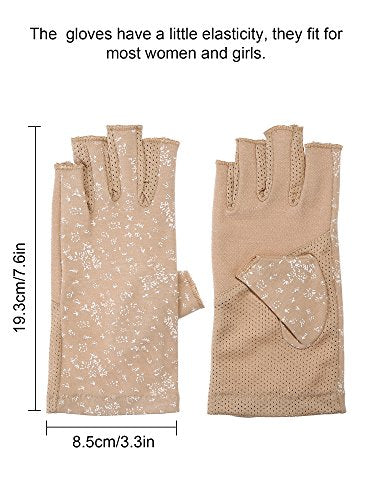 UV Protection Fingerless Gloves for Women - Khaki