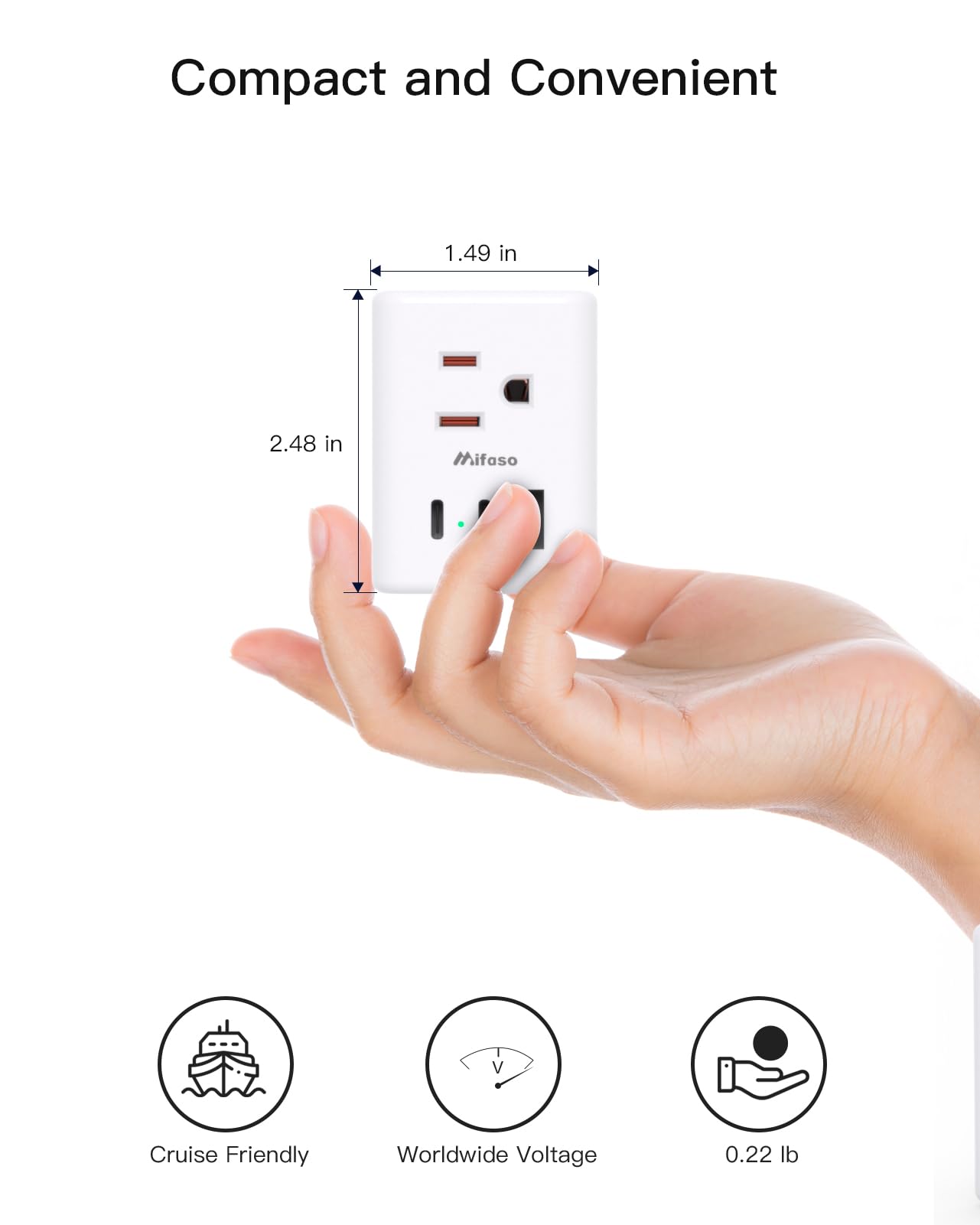 France Power Adapter, Portugal Adapter Plug, Germany Plug Adapter, Type E F European Travel Plug Adapter with 3 Outlets 3 USB Charging Ports(2 USB C), Travel Essentials to Most Europe EU