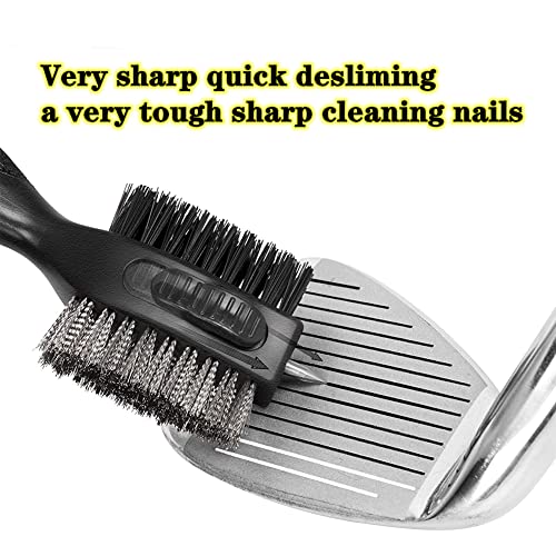 Golf Club Cleaning Brush with Retractable Nails - Black
