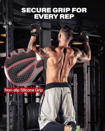 Workout Gloves for Weightlifting & Gym - Black, Medium